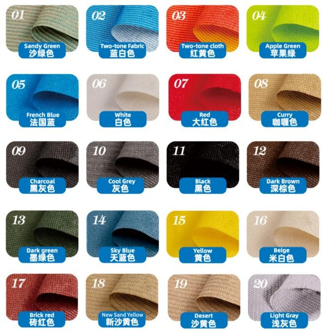 opção de cor de tecido