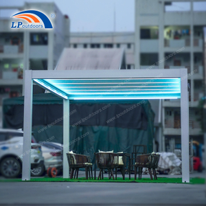 Gazebo elétrico com persianas elétricas para pátio externo do pavilhão com luzes Rgb coloridas