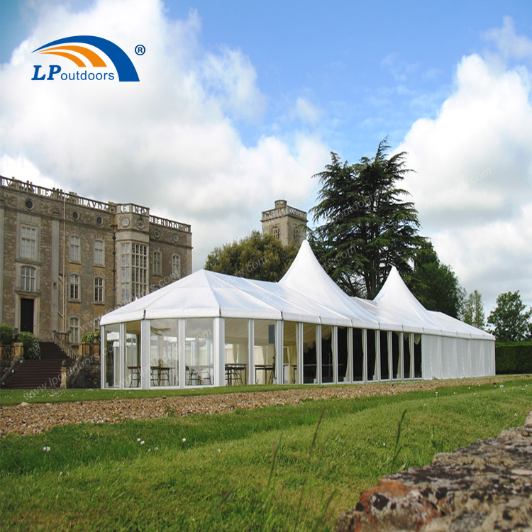 Tenda de letreiro mista de alumínio com extremidades grandes para reunião