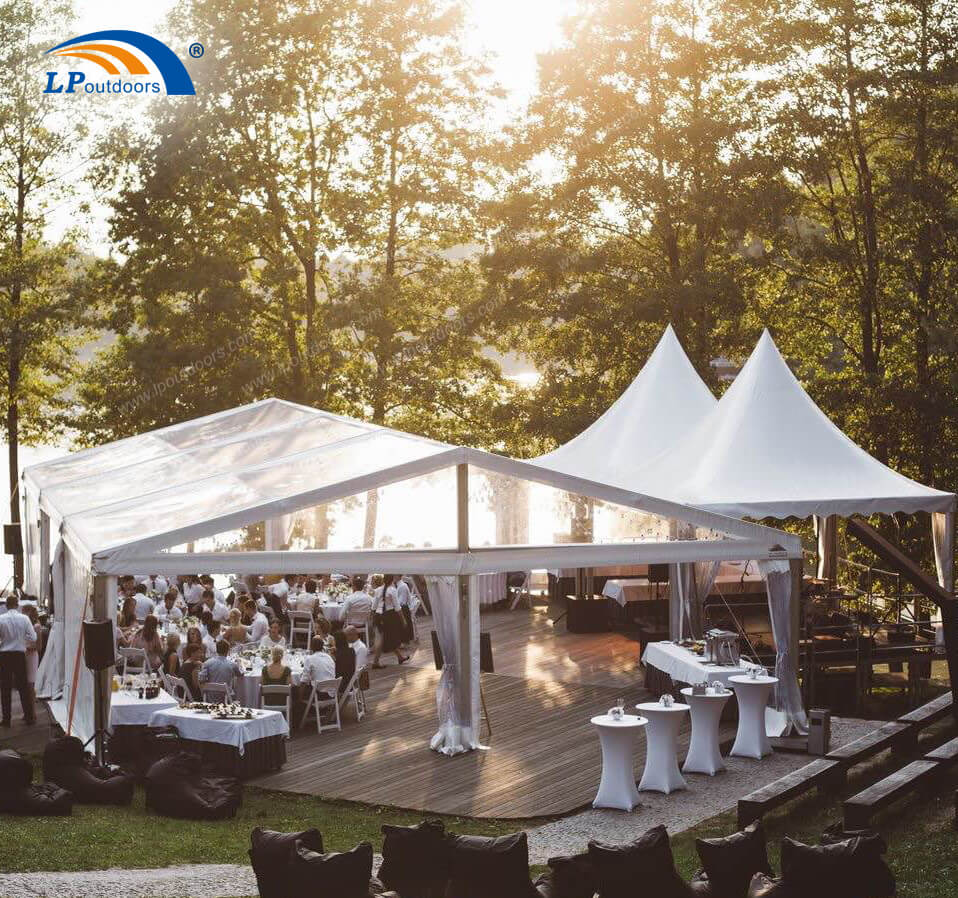 Tenda de alumínio com proteção UV de 10 m de largura para festa de casamento ao ar livre e serviço de restaurante (2)