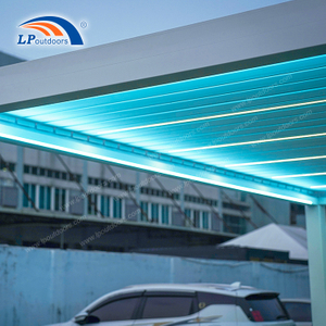 Piscina de design moderno motorizado pérgula exterior elétrica com luzes LED
