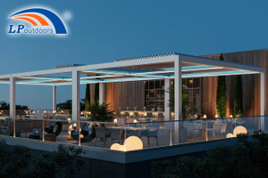 Villa hotel pavilhão de obturador elétrico de liga de alumínio pérgula guarda-sol inteligente pavilhão de lazer ao ar livre com luz led