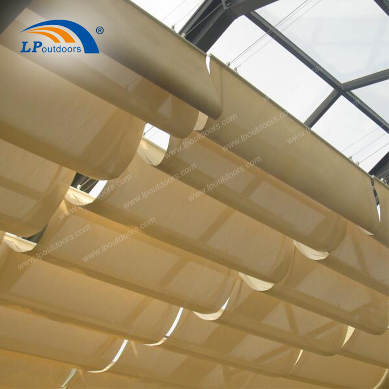 Pérgola de tampa retrátil e segura de HDPE para áreas de recreação infantil