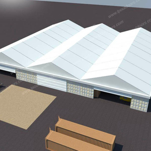 Barraca industrial temporária com grande estrutura de alumínio de 20x60m para armazenamento
