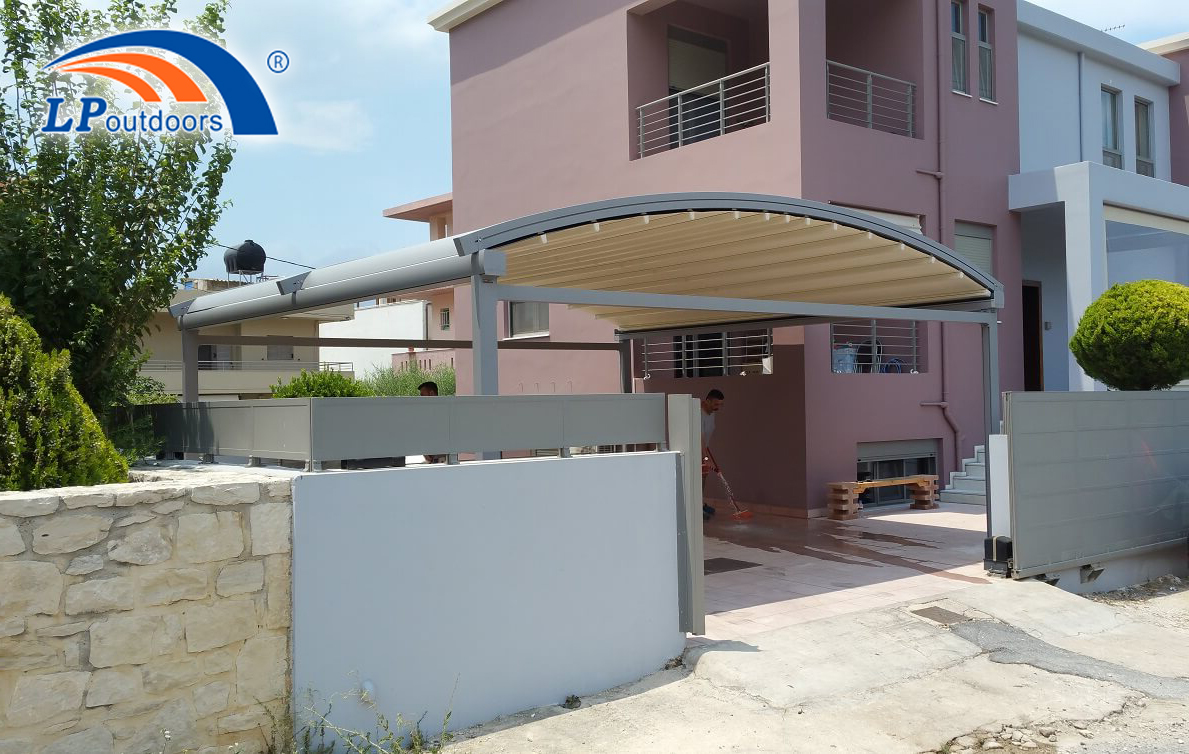 Pergola retrátil de aço deslizante bioclimático de ar, teto impermeável automático retrátil, kit automatizado