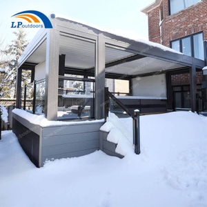 Pérgula de alumínio para carga pesada de neve de 6x8m (20x26 pés) com sistema de telhado resistente às intempéries